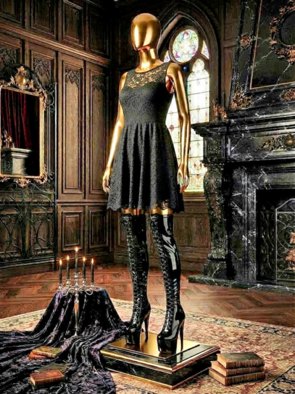 Gothic Black Lace Mini Dress Like New